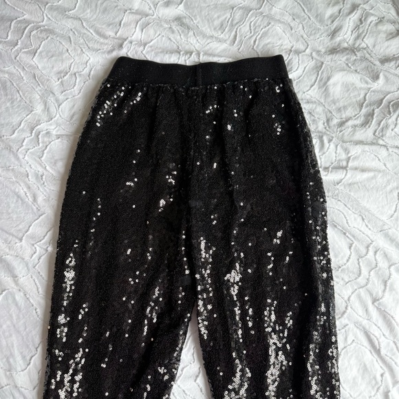 Wanhaofashion Black Sequin Leggings Elastic Waist - Picture 9 of 10